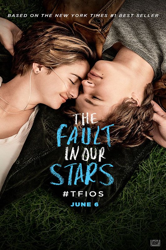 The Fault in our Stars (2014) Movie poster. The Fault in our Stars based on on the book by John Green, follows two cancer patients falling in love.