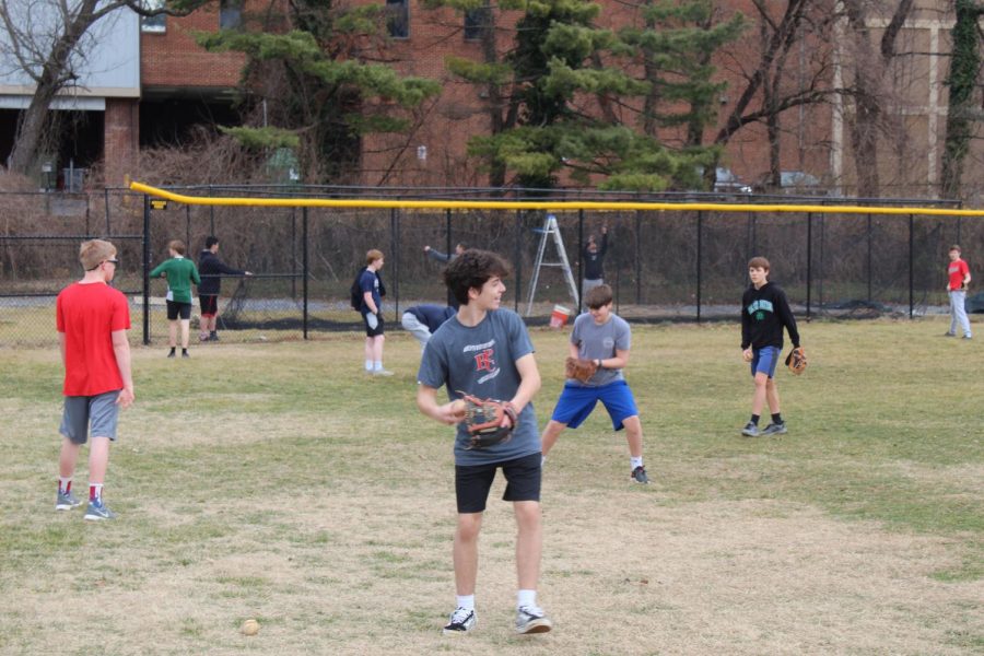 Boys+baseball+practices+throwing+as+they+prepare+for+their+upcoming+spring+season.+The+team+looks+to+continue+their+success+from+last+season.