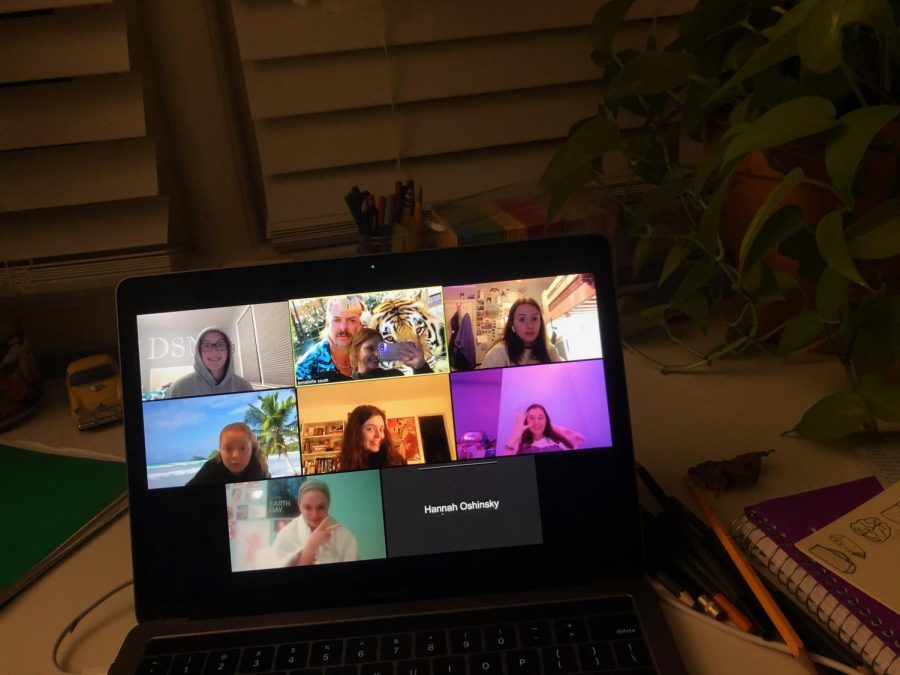 In these lonely times, friends are staying connected through zoom. Pictured is a group of WJ juniors making the most of technology in order to catch up.