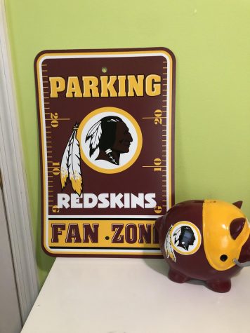 Sophomore Caleb Kastens desk is still filled with Washington Redskins collector items. The 2020 name change to the Washington Football Team has transitioned the historic Native American logo into the letter W.