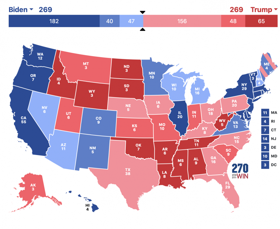 A tied electoral map shows a potential result that could cause the election to be sent to the US House of Representatives. An electoral college tie is among the many non-traditional election outcomes that could occur this year.