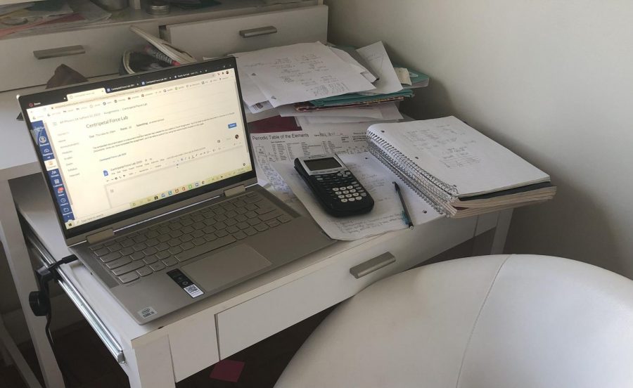 Distance+learning+causes+students+to+experience+some+amounts+of+stress.+With+a+surplus+of+assignments%2C+some+peoples+desks+are+bound+to+be+a+little+messy.