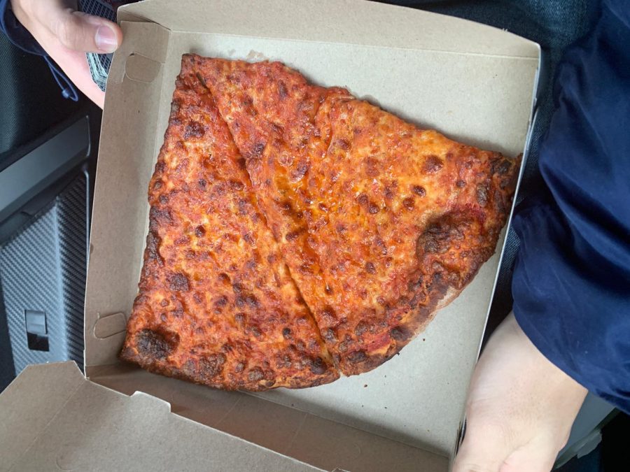 As evident in the dark brown spots, our slice of Potomac Pizza was slightly burnt. We still appreciated the size and will note that Potomac Pizza slices usually arrive in a much better form. 