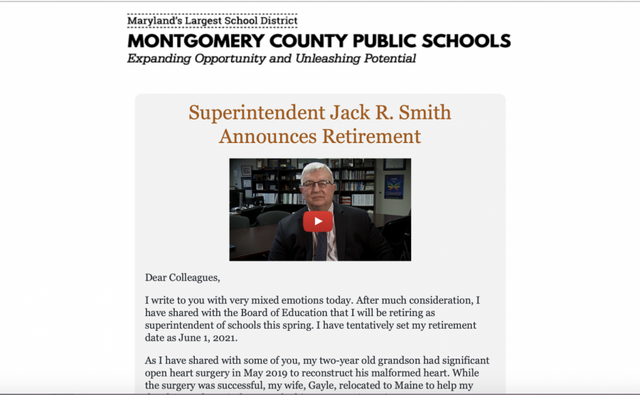 A+screenshot+of+the+message+posted+to+the+MCPS+website+shows+the+video+and+letter+that+Dr.+Smith+released+to+announce+his+retirement.