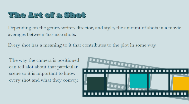 A+slide+included+in+the+meeting+slideshow.+A+brief+introduction+was+made+about+%E2%80%9CThe+Art+of+a+Shot%E2%80%9D+before+going+into+the+common+shots+and+angles+seen+in+a+film.