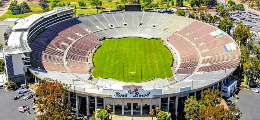 The+famed+Rose+Bowl+Stadium+where+No.1+Alabama+defeated+No.+4+Notre+Dame+31-14+in+the+first+2021+playoff+semi-final.+The+historical+Rose+Bowl+stadium+is+nearly+100+years+old+and+has+been+host+to+many+legendary+games+and+players.