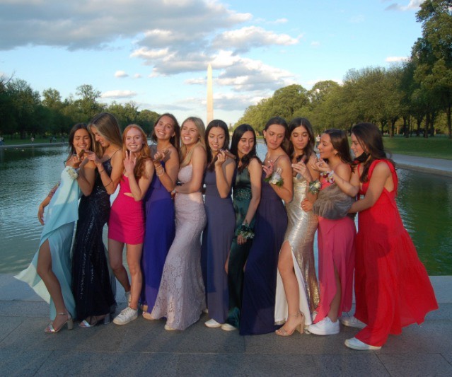 Senior Emelia Isola and her friends didn't let the pandemic stop them from doing prom traditions. The group took photos in front of the monuments, just like so many before them.
