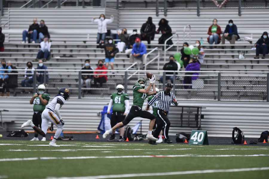 Junior Lucas Boiteux catches 67 yard touchdown throw from fellow junior Will Gardner against BCC. This was one of the game-changing plays that helped lead WJ to their 26-6 victory over their rival.