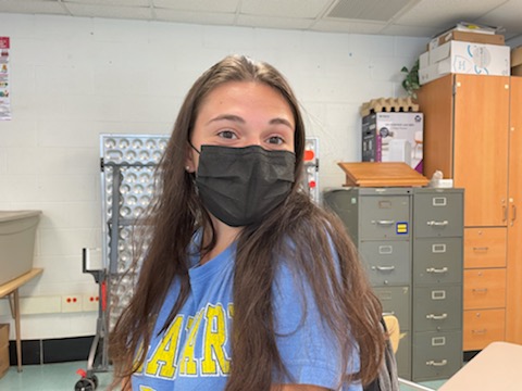 I like my black disposable mask because its light, it fits my face and it goes well with everything.
-Marissa Krantz, 12