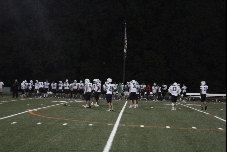 Walter Johnson sets up on defense against Whitman. In their second game of the season, Walter Johnson destroyed Whitman 42-8.