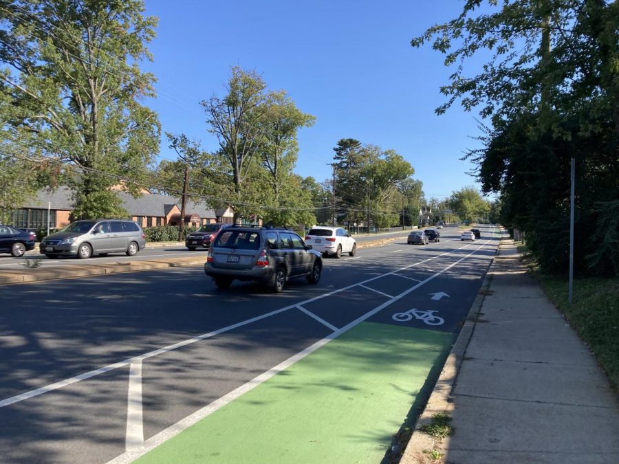 The bike lane on Old Georgetown Road provides cyclists with a dedicate lane of travel. Unfortunately, this bike lane only exists for a small stretch of the road.