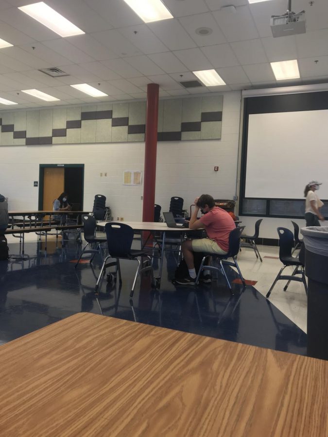 Juniors take a 100 minute MCAP test on Oct., 5. Students were sectioned off into different groups throughout the school to alleviate overcrowding.