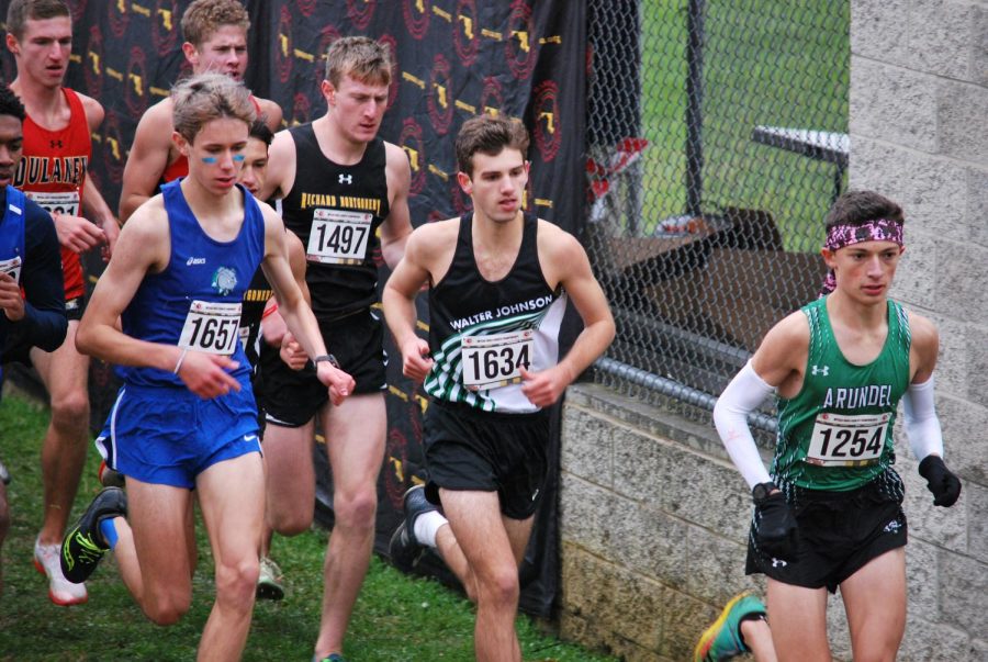 Senior Andrew Schell runs in the state championships at Hereford High School. Schell finished 3rd in his race.