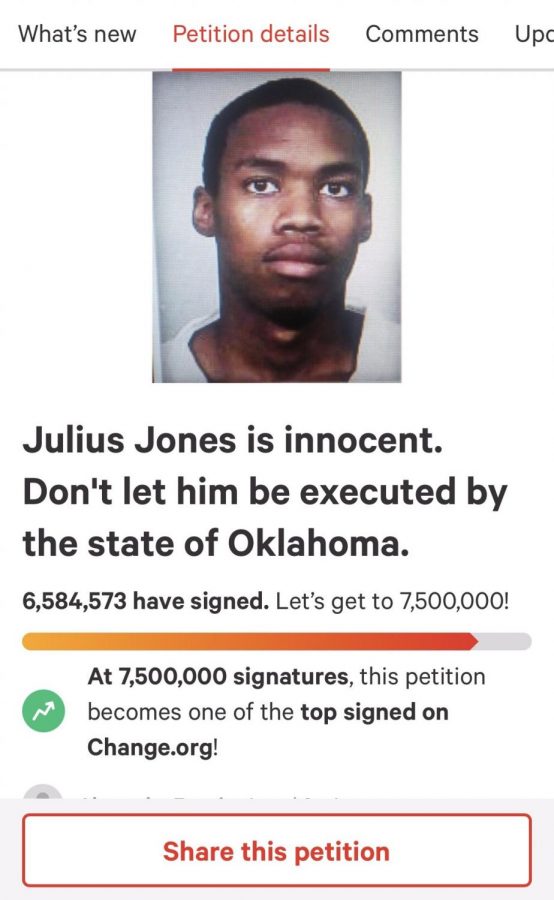 As more individuals fight for Julius Jones, students at WJ arefollowing his case and spreading his story. Julius Joness petition had spread across the US and the world, with over 6.5 million signatures.