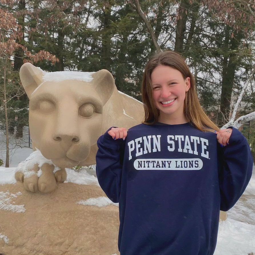 WJ+junior+Sienna+Karp+standing+besides+the+Penn+State+Nittany+Lion+mascot+to+announce+her+verbal+commitment+to+Penn+State+University+for+swim+and+dive.%0APenn+State+is+the+right+place+for+me+so+I+am+honored+that+they+would+have+me+as+a+part+of+their+team%2C+Karp+said.