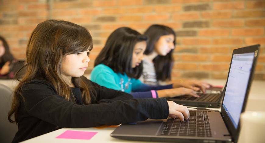 Students work on an assignment using a Chromebook. Students in MCPS participated in exclusively virtual learning for most of the 2020-2021 school year.