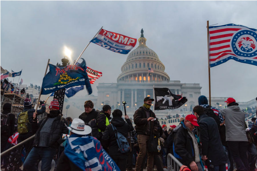 Trump+supporters+stand+outside+the+US+Capitol+in+an+act+of+defiance+over+the+2020+election+results.+As+a+result+of+Trumps+extremist+opinions%2C+so+much+of+his+base+have+been+entirely+radicalized.+Conspiracy+theories+and+QAnon+became+a+large+source+of+information+for+many.