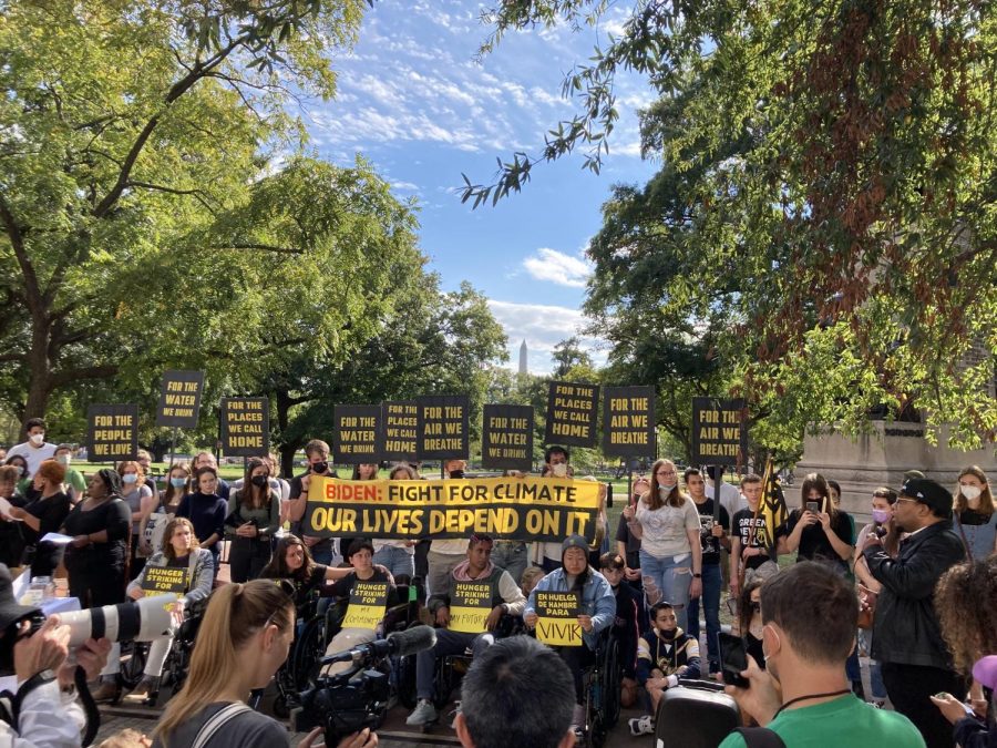 Hunger strikers and supporters rally outside the White House in support of the Build Back Better Act. In recent years, climate activists have escalated their actions as the time to act on climate change runs out.