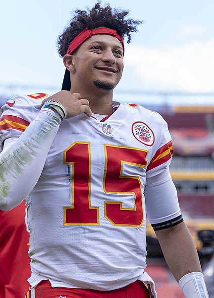 Kansas City quarterback Patrick Mahomes celebrates a week six victory. Mahomes and the Chiefs, who protested the NFLs overtime rules in 2019, played two playoff games this year under the same format.