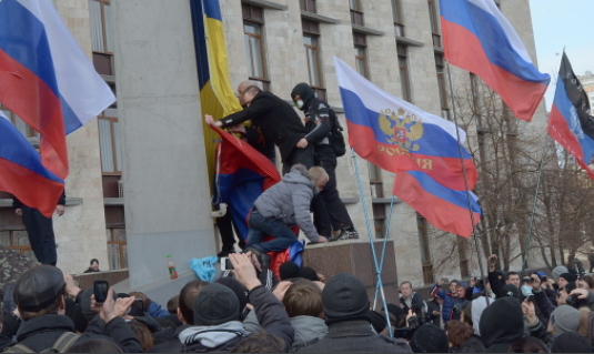 Russian citizens are protesting against the actions of the government but are silenced by being arrested. Russian President Vladimir Putin is quickly taking control of the area.