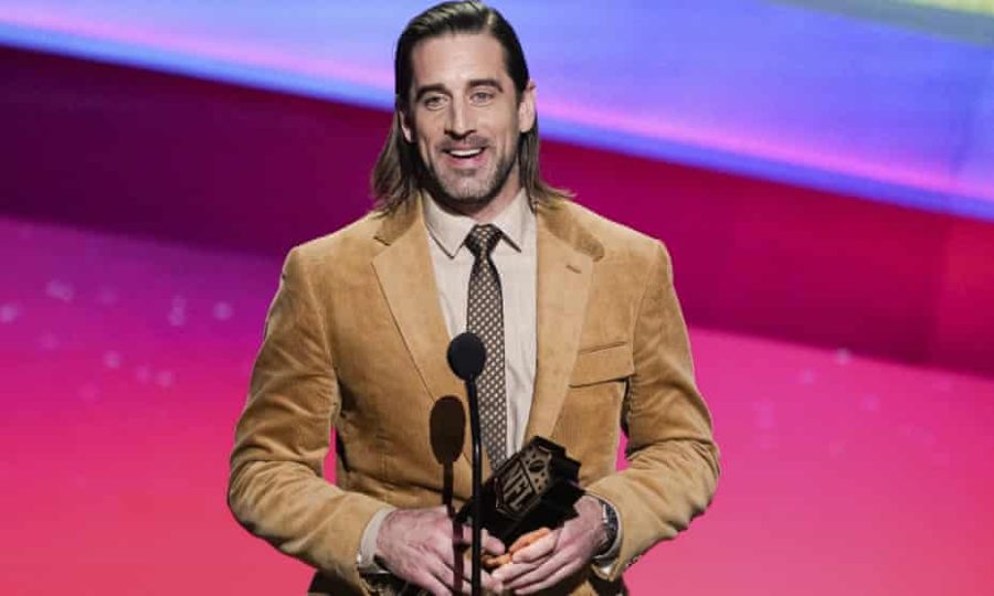 Quarterback Aaron Rodgers is presented with his fourth NFL MVP award at the NFL Honors ceremony on February 11.