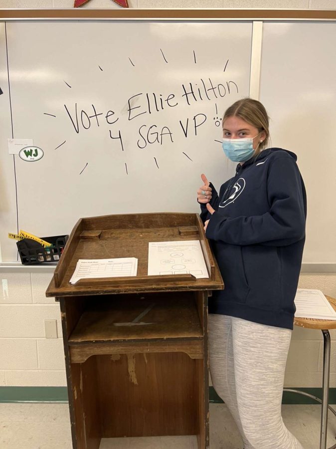 Hilton advertises her campaign in classrooms allowing her to get the word out to students.