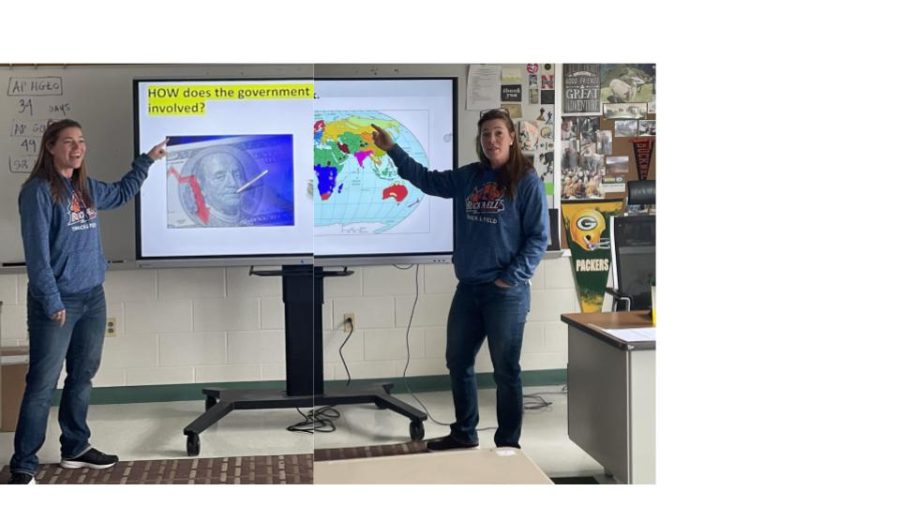 AP US Government and AP Human Geography teacher lectures on economic policy and religion on the global and regional scale. Muehl loves it when her students connect what they are learning in class to the real world. I call it the lightbulb moment. It’s the moment when you are teaching and you see a kid make that connection for the first time, Muehl said.