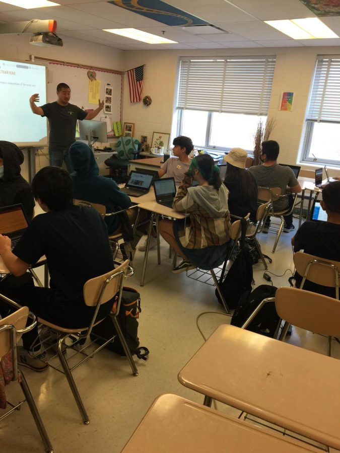 Head of the ESOL department Andrew Won teaches a class of non-native English speakers. ESOL classes will be offered in the summer through a partnership with Richard Montgomery High School.