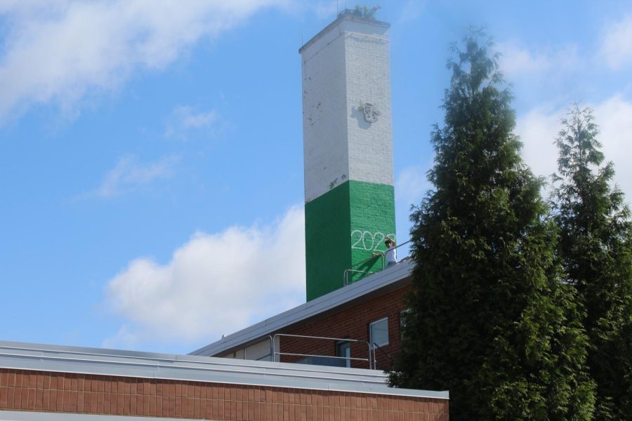 The WJ senior class spray paints the roof with 2022. The prank was very popular among the senior class.