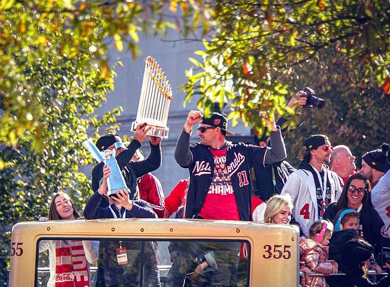The Nationals celebrate their 2019 World Series Championship. Since then, they havent made the playoffs and havent had a season over .500.