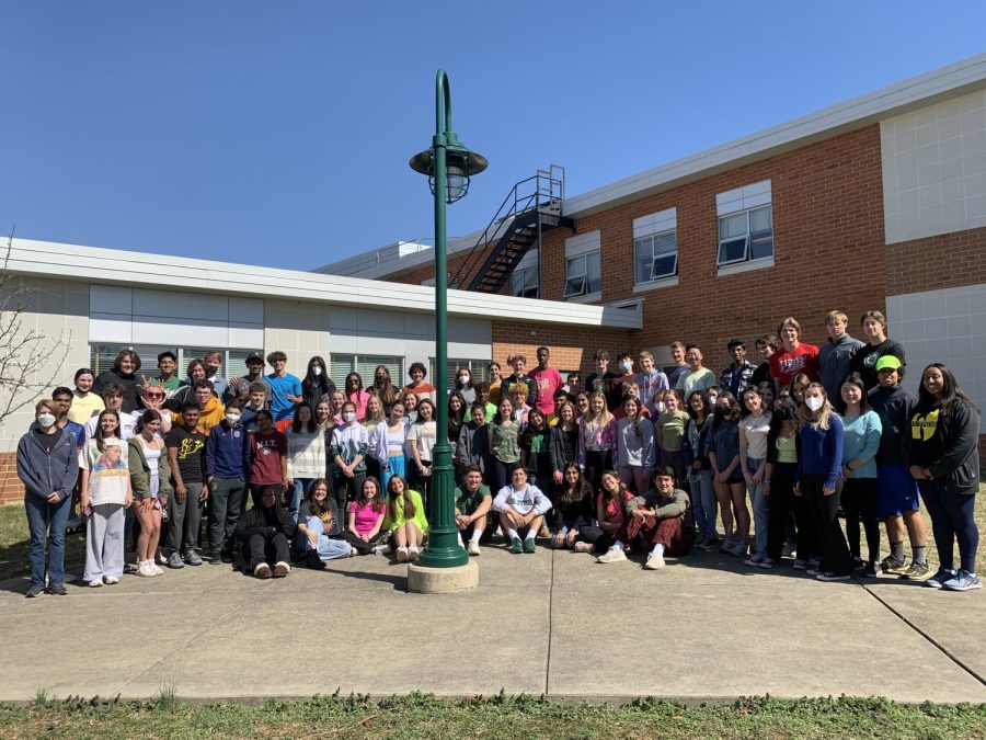 The Pitch staff get together for their 2022 photo during 5th period. Pitch members are thrilled to celebrate another year of The Pitch.