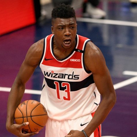Thomas Bryant yelling after ending the Wizards game with a win and played the game of his life. He covered many of his spreads in this game.