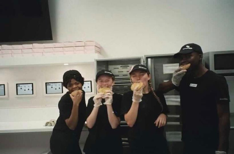 Nilsen working at Crumbl Cookies alongside her fellow high school employees. Managers at Crumbl Cookie on Rockville Pike exploited the high schoolers working there for their time and money.