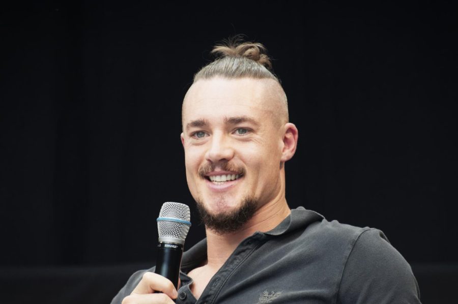 Lead actor Alexander Dreymon speaks to a Comic Con panel in Germany. Dreymon plays Uthred in the show.