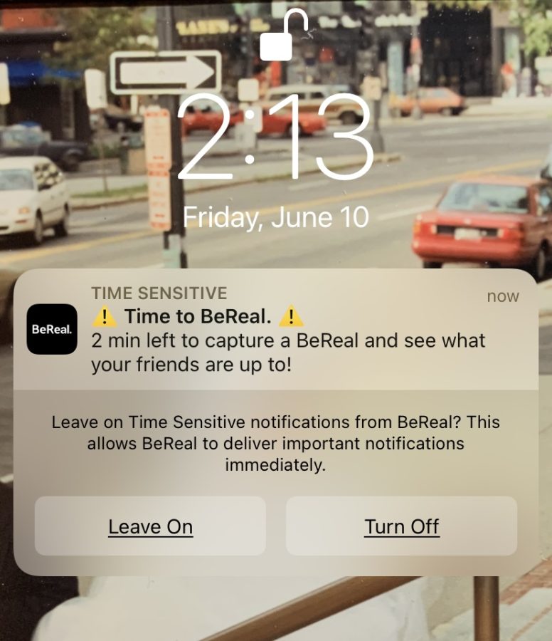 BeReal sends this notification everyday to their users. The app has been the latest social media buzz around WJ and teenagers everywhere. Users can share photos with their friends on this app.