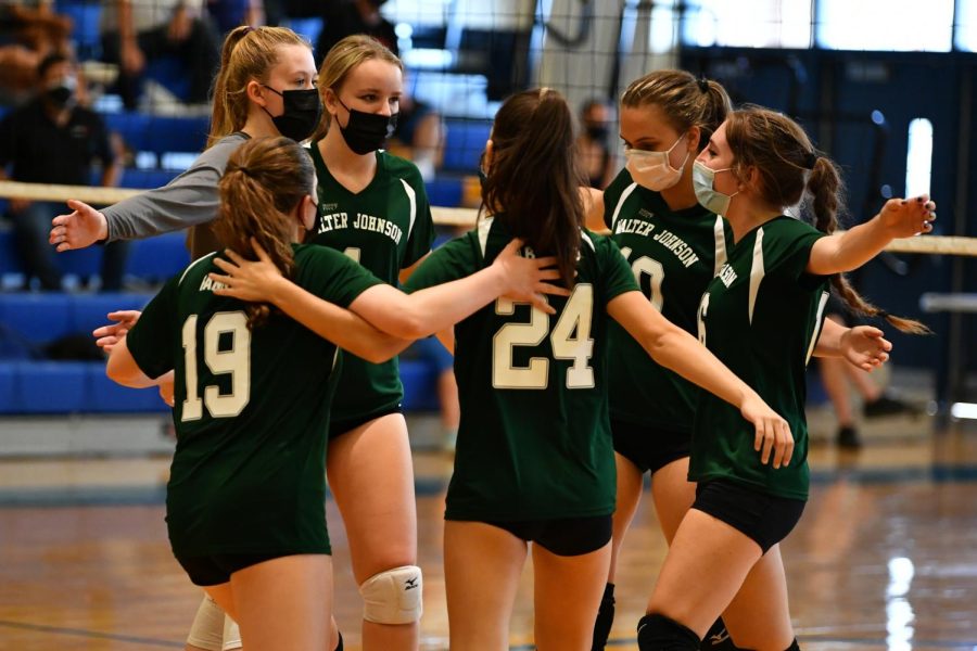 The team celebrates a point during last seasons win against Gaithersburg HS. With five new members on the team, the team is looking for more wins this season.