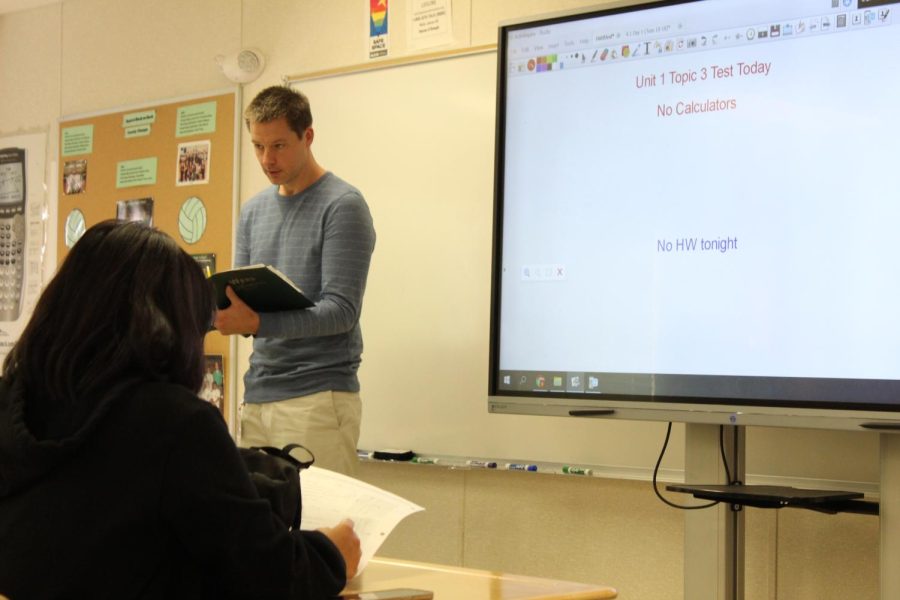 Pre-Calculus teacher Brian Fairall takes attendance during 5th period before students engage in taking a Unit Test. In past years students were only offered Honors Pre-Calculus and on-level Pre-calculus with WJ in question about adding AP Pre-Calculus, many are wondering how many students will actually sign up for the course.