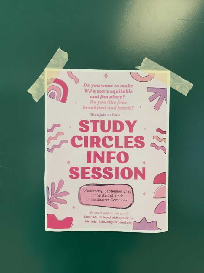 Posters+like+these+are+hung+up+around+the+halls+of+WJ+to+promote+Study+Circles.+There+was+an+interest+meeting+held+on+Sept.+21+in+the+Student+Commons.+Allison+Hoefling%2C+advisor+of+Study+Circles+plans+to+hold+the+first+meeting+in+October.