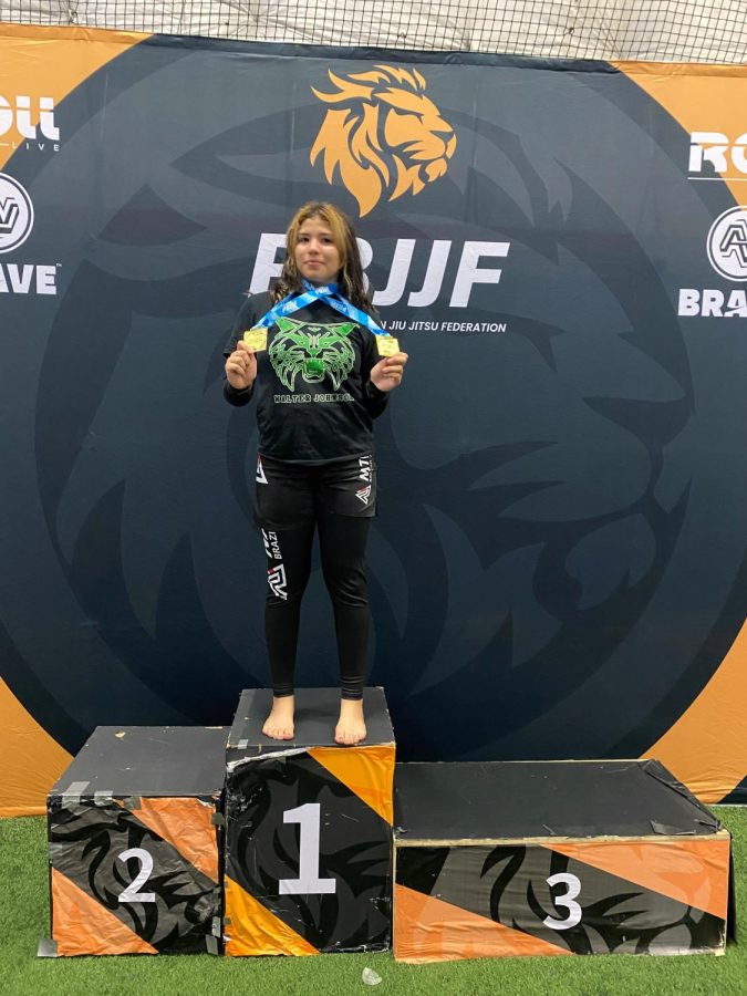 After only five months of learning jiu jitsu, Jennifer Figueroa won gold in two categories during her first competition.
“My coach was saying that I probably will get my blue belt in two years or one year, it depends, Figueroa said.