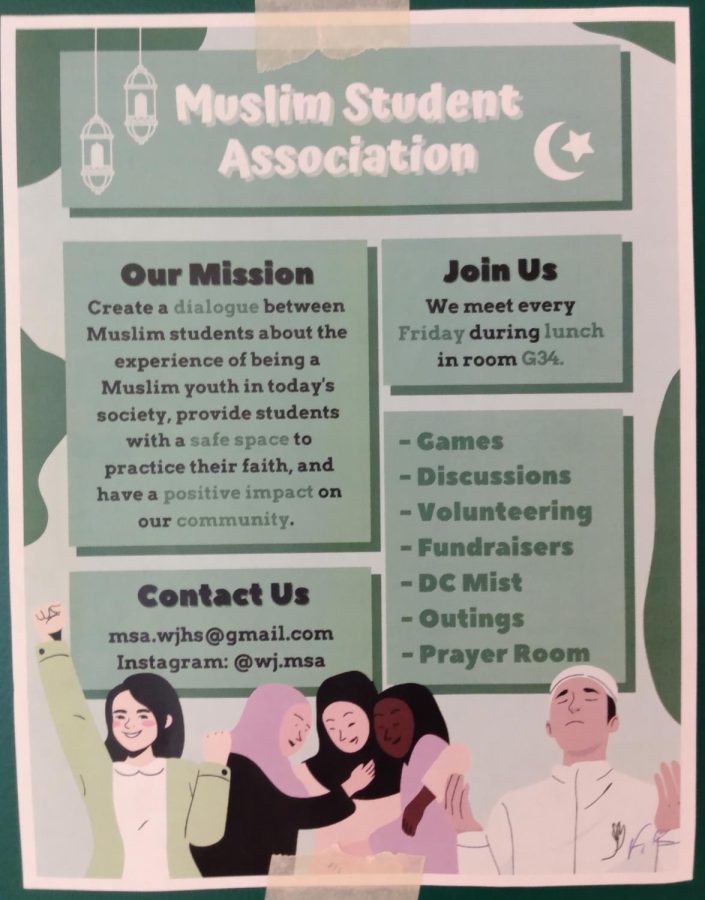 Muslim Student Association
Straight to the point. In color, it has pictures that are relevant to the club. The name is bolded. It just catches your eye and makes you want to read it.