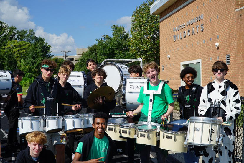 Drumline prepares to perform during the fall sports pep rally. Members enjoyed fall events and look forward to upcoming performance opportunities.