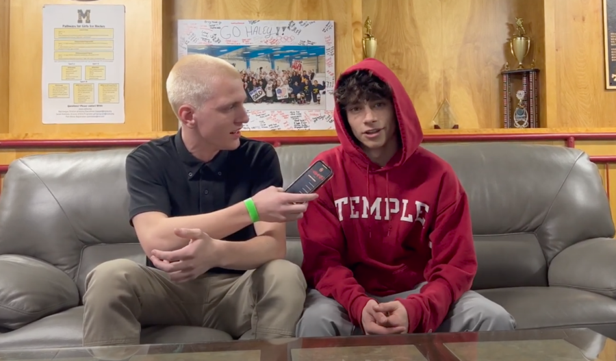 Luke Liden chats with the Icecats before and after BCCs funeral