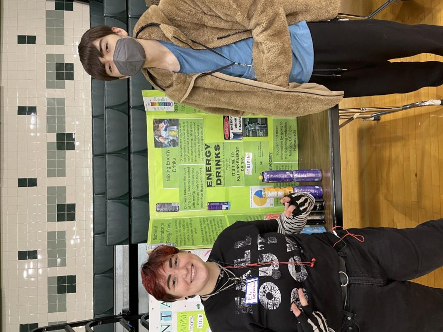 Senior Eli Herman and sophomore Taisei Burroughs give their take on energy drinks. Energy drinks improve your endurance and alertness, while possibly causing heart complications, Herman said.