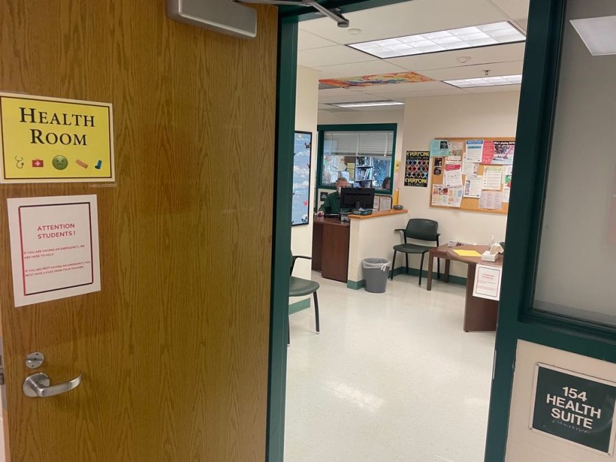 MCPS employee Daniel Yankie patiently sits on stand-by. The Health Room is prepared to act in the case of an emergency.