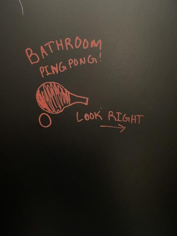 Displayed is the array of unique student contributions to the bathroom stalls.