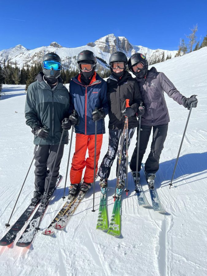 The Kahrl family takes advantage of the snow in Jackson Hole, Wyoming. They stopped on Rags Run to pose for their picture.