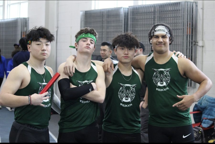 (From left) Brandon Moon, Christian Bird, Barrett Zheng , CJ Newman, makeup this years B team 4x200 meter relay. The lineup has seen changes, however this group was set to compete during the Last Track to Philly.