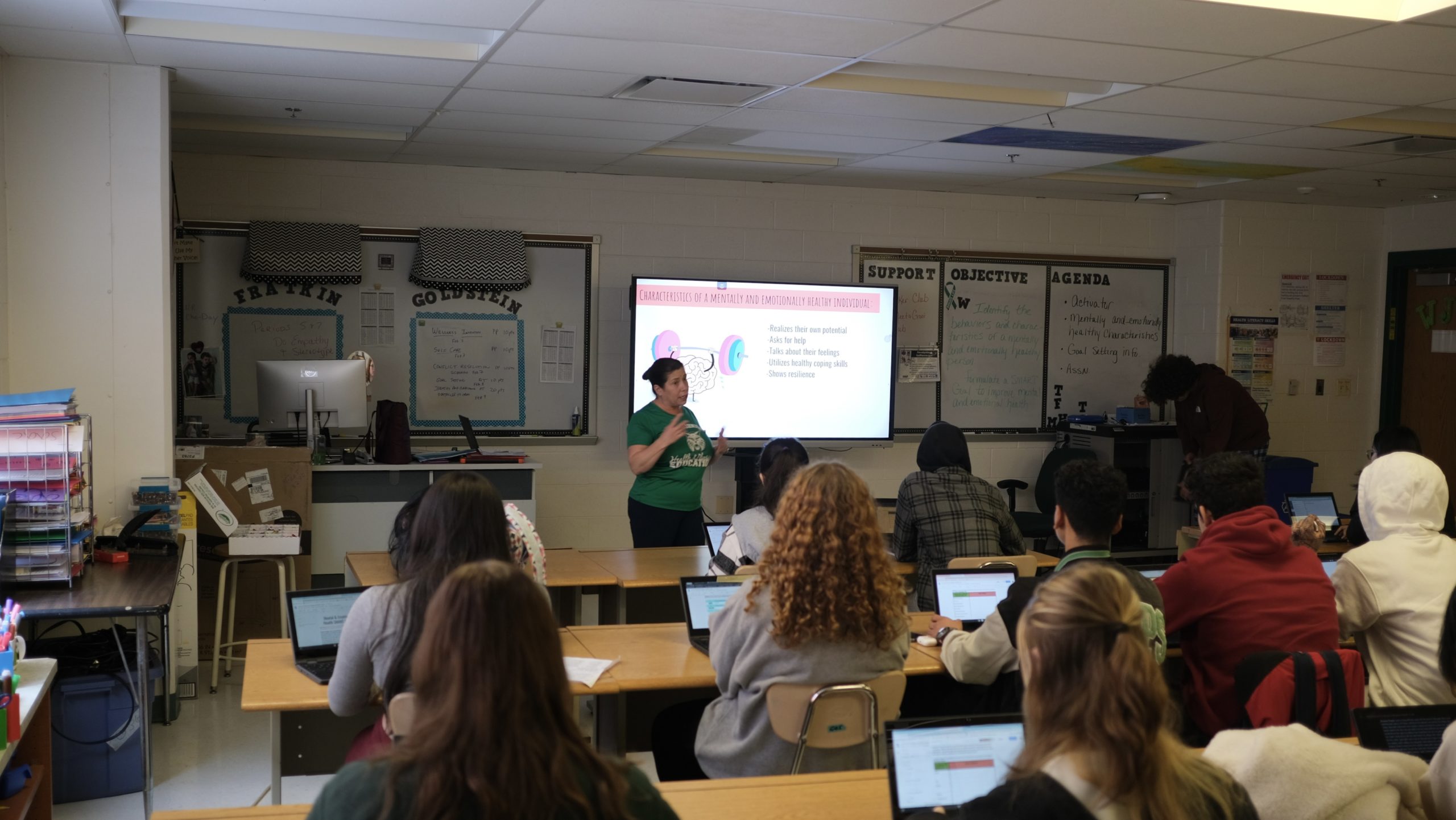 Lorraine Goldsteins Health A class learns about mental health. One of the reasons that Health B isnt being offered at WJ currently is that Health A has a new curriculum this year, and the teachers would be unable to teach two new courses simultaneously.