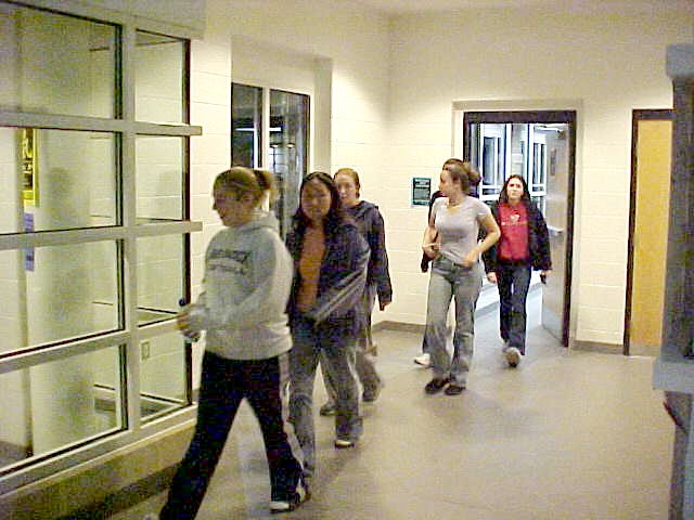 Students participate in a drill, most closely resembling the walk out of school drill. Students could leave school whenever they felt like it, and would be reimbursed for transportation and meals on the ride back home.