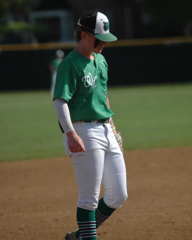 In Last Seasons regional championship game vs Churchill, Brady Lachapelle heads toward his base. He looks to stop the next balls that come his way.